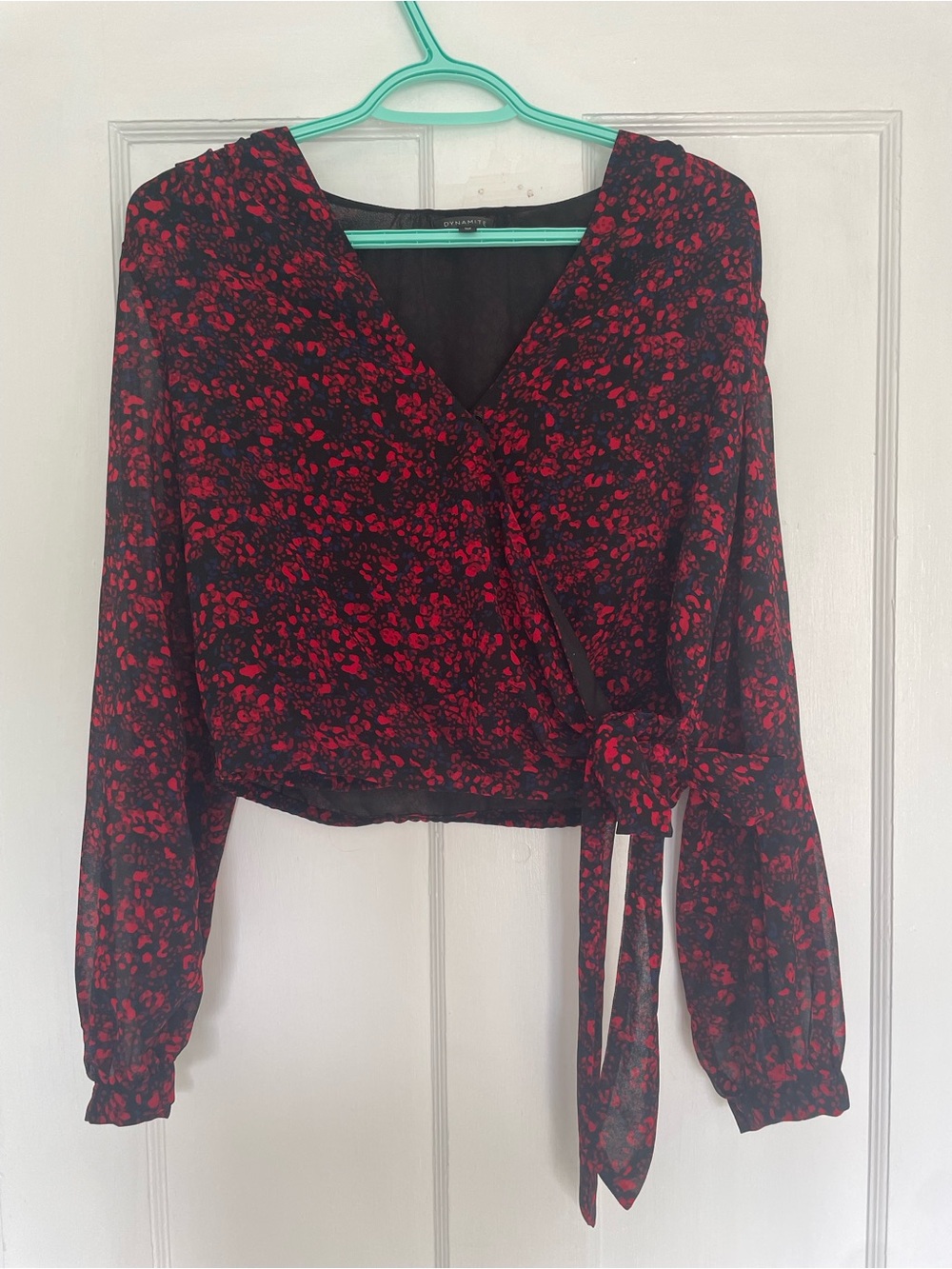 Wrap Front Red Floral Blouse - Dynamite